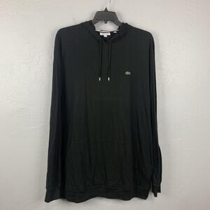 Lacoste Hoodie Mens 3XLT Black Long Sleeve Pullover Kangaroo Pocket Cotton Logo